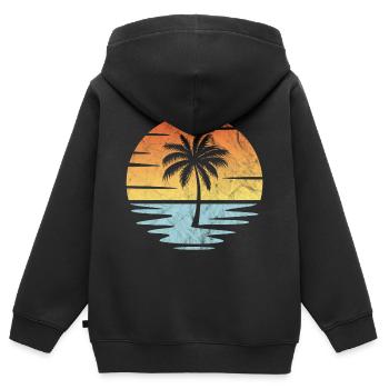 Beach Sunset - Kids Premium Organic Zip-up Hoodie - black - Back - AI Model Kid Male (0cm)