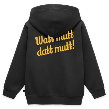 Watt mutt datt mutt! - Plattdeutsch - Kinder Premium Organic Zip Hoodie - Schwarz - Hinten - AI Model Kid Male (0cm)