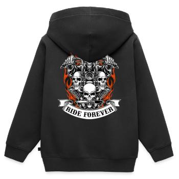 motocycliste - Sweat Premium à capuche zippé enfant bio - noir - Dos - AI Model Kid Male (0cm)