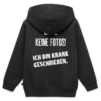Bitte Keine Fotos Ich Bin Krank Geschrieben - Kinder Premium Organic Zip Hoodie - Schwarz - Hinten - AI Model Kid Male (0cm)