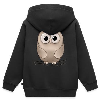 Eule - Kinder Premium Organic Zip Hoodie - Schwarz - Hinten - AI Model Kid Male (0cm)