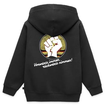 DDR - Vorwärts immer, rückwärts nimmer ! - Kinder Premium Organic Zip Hoodie - Schwarz - Hinten - AI Model Kid Male (0cm)