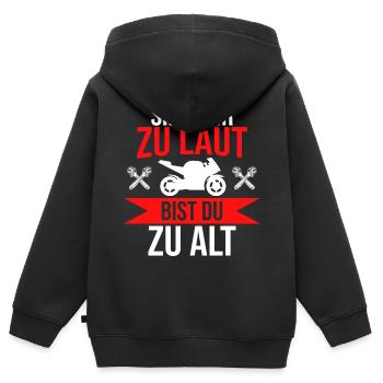 Sind wir zu laut bist du Motorrad Fahrverbot Demo - Kinder Premium Organic Zip Hoodie - Schwarz - Hinten - AI Model Kid Male (0cm)