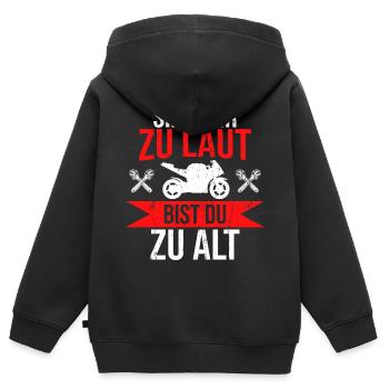 Sind wir zu laut bist du zu alt Motorrad Demo - Kinder Premium Organic Zip Hoodie - Schwarz - Hinten - AI Model Kid Male (0cm)