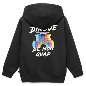Quad : T-shirt dingue de quad, quad multicolore - Sweat Premium à capuche zippé enfant bio - noir - Dos - AI Model Kid Male (0cm)