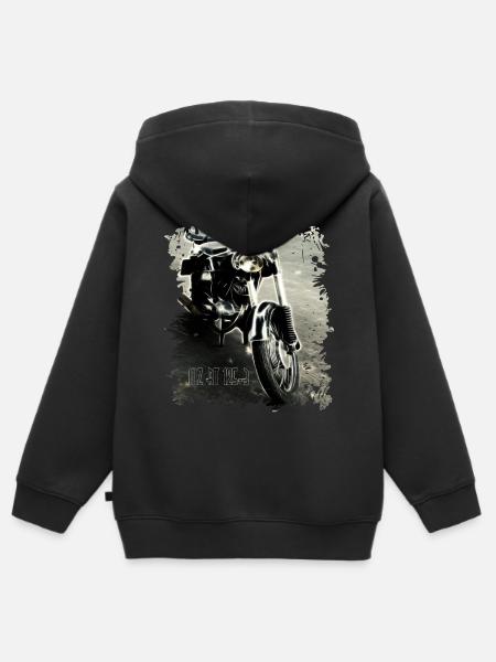 MZ RT 125 Zschopau DDR -moottoripyörä - Lasten Premium vetoketjullinen huppari luomu - musta