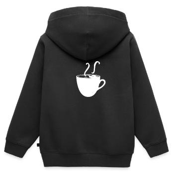 Kaffee Coffee Cappuccino Café Latte Espresso Büro - Kinder Premium Organic Zip Hoodie - Schwarz - Hinten - AI Model Kid Male (0cm)