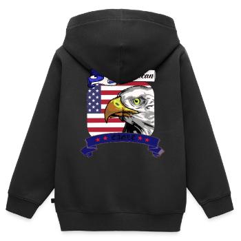 American Eagle, Amerika, Flagge mit Adler - Kinder Premium Organic Zip Hoodie - Schwarz - Hinten - AI Model Kid Male (0cm)