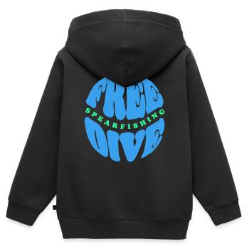 Typographie de l’apnée et de la pêche sous-marine - Sweat Premium à capuche zippé enfant bio - noir - Dos - AI Model Kid Male (0cm)