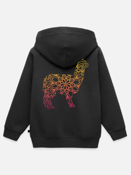 Alpaka Mandala - Kinder Premium Organic Zip Hoodie - Schwarz