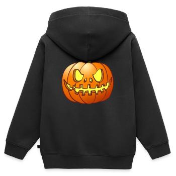 L’effrayante lanterne de citrouille d’Halloween - Sweat Premium à capuche zippé enfant bio - noir - Dos - AI Model Kid Male (0cm)