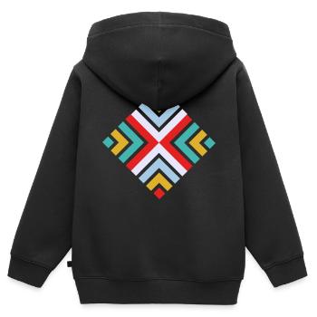 Folk geometric pattern - Kids Premium Organic Zip-up Hoodie - black - Back - AI Model Kid Male (0cm)