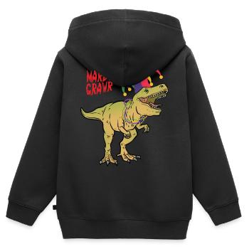 DINOSAURE DE MARDI GRAWR - Sweat Premium à capuche zippé enfant bio - noir - Dos - AI Model Kid Male (0cm)