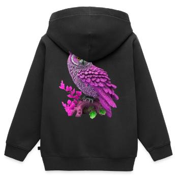 Eule, Uhu, Käutzchen Pink - Kinder Premium Organic Zip Hoodie - Schwarz - Hinten - AI Model Kid Male (0cm)