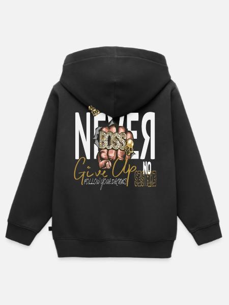 Never Give Up - Kinder Premium Organic Zip Hoodie - Schwarz