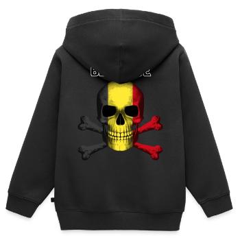 Skull Jolly Roger Pirate Flag Belgique R6Z - Kinder Premium Organic Zip Hoodie - Schwarz - Hinten - AI Model Kid Male (0cm)