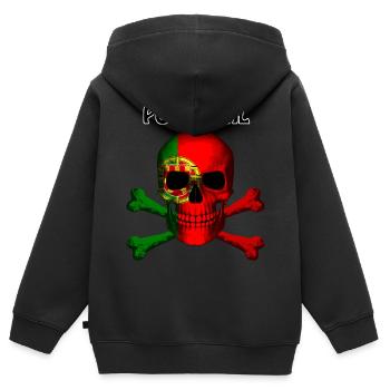 Skull Jolly Roger Pirate Flag Portugal R6Z - Kinder Premium Organic Zip Hoodie - Schwarz - Hinten - AI Model Kid Male (0cm)