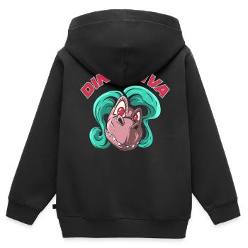 Dino Diva Dinosaure - Sweat Premium à capuche zippé enfant bio - noir - Dos - AI Model Kid Male (0cm)