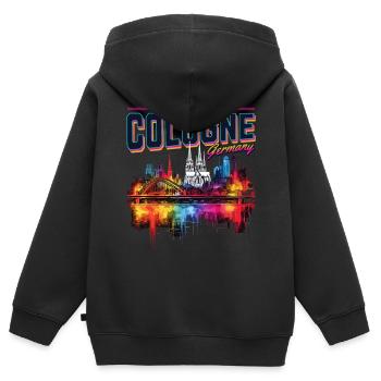 Köln Skyline Kölner Dom Deutschland Stadt Bunt - Kinder Premium Organic Zip Hoodie - Schwarz - Hinten - AI Model Kid Male (0cm)