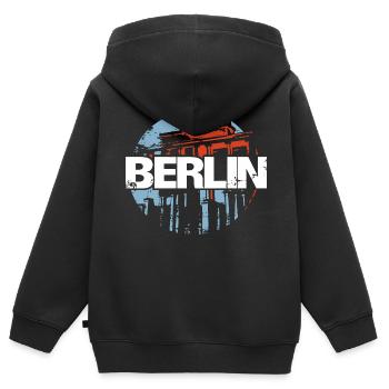 Brandenburger Tor Berlin Deutschland - Kinder Premium Organic Zip Hoodie - Schwarz - Hinten - AI Model Kid Male (0cm)