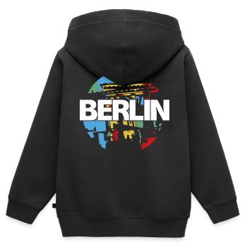 Brandenburger Tor Berlin Deutschland - Kinder Premium Organic Zip Hoodie - Schwarz - Hinten - AI Model Kid Male (0cm)