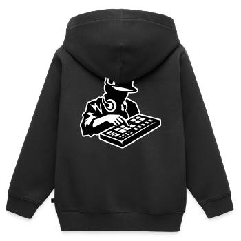 Hip-Hop-Produzent (Schlaganfall) - Kinder Premium Organic Zip Hoodie - Schwarz - Hinten - AI Model Kid Male (0cm)