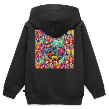 Tierischer Dschungel - Kinder Premium Organic Zip Hoodie - Schwarz - Hinten - AI Model Kid Male (0cm)