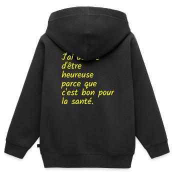J ai décidé d être heureuse c est bon pour santé - Sweat Premium à capuche zippé enfant bio - noir - Dos - AI Model Kid Male (0cm)
