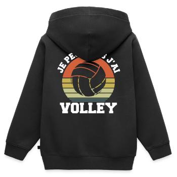 Ich kann nicht Ich habe Volley Humor Geschenk - Kinder Premium Organic Zip Hoodie - Schwarz - Hinten - AI Model Kid Male (0cm)