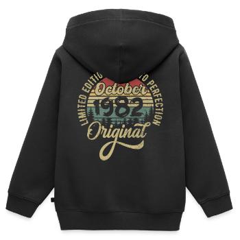 october 1982 anniversary october 1982 october - Kids Premium Organic Zip-up Hoodie - black - Back - AI Model Kid Male (0cm)