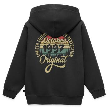 October 1997 Anniversary October 1997 October - Kids Premium Organic Zip-up Hoodie - black - Back - AI Model Kid Male (0cm)