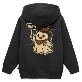 Halloween Geist Cowboy Wanted Design - Kinder Premium Organic Zip Hoodie - Schwarz - Hinten - AI Model Kid Male (0cm)