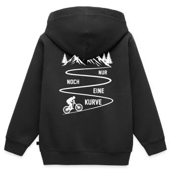 Nur Noch Eine Kurve Mountainbike Berge - Kinder Premium Organic Zip Hoodie - Schwarz - Hinten - AI Model Kid Male (0cm)