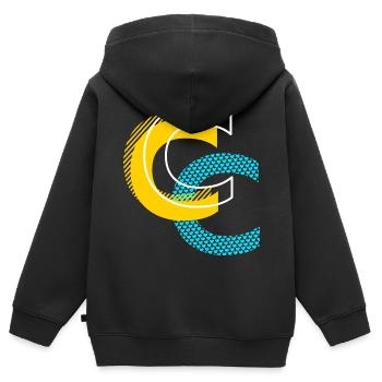 Anfangsbuchstabe C - Kinder Premium Organic Zip Hoodie - Schwarz - Hinten - AI Model Kid Male (0cm)