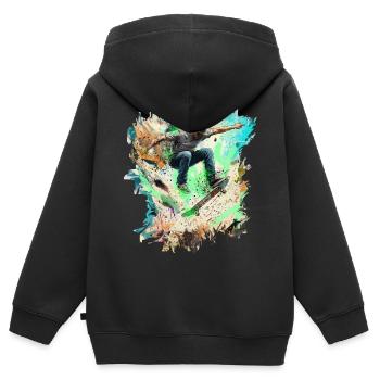 skateboarden - Kinder Premium Organic Zip Hoodie - Schwarz - Hinten - AI Model Kid Male (0cm)