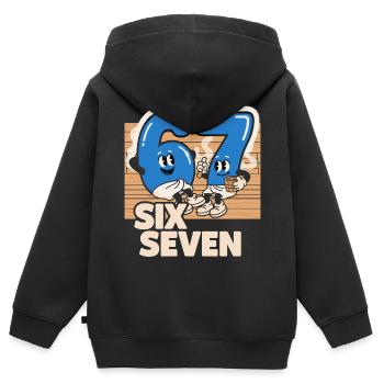 67 Six Seven meme Sauna Spa - Italienisch Lust - Kinder Premium Organic Zip Hoodie - Schwarz - Hinten - AI Model Kid Male (0cm)