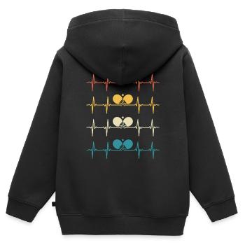 Tischtennis, Herzschlag, Tischtennis, Tischtennis, Tischtennis - Kinder Premium Organic Zip Hoodie - Schwarz - Hinten - AI Model Kid Male (0cm)