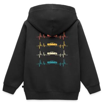 Pick-up Retro-Heartbeat-Geländewagen - Kinder Premium Organic Zip Hoodie - Schwarz - Hinten - AI Model Kid Male (0cm)
