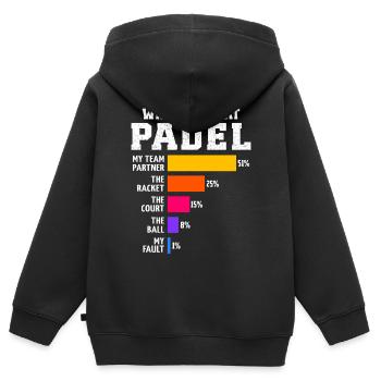 Padel: Warum ich bei Padel verliere - Kinder Premium Organic Zip Hoodie - Schwarz - Hinten - AI Model Kid Male (0cm)