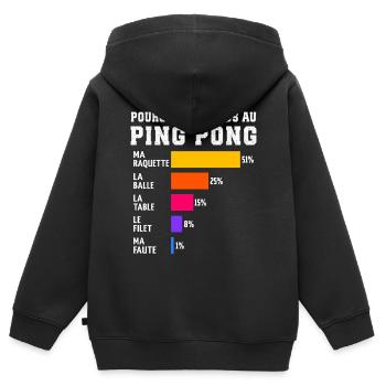 Ping Pong Why I Lose at Ping Pong - Kids Premium Organic Zip-up Hoodie - black - Back - AI Model Kid Male (0cm)