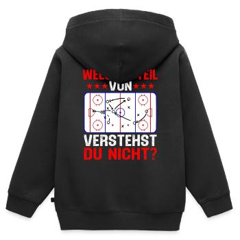 welchen teil von verstehst du nicht eishockey  - Kinder Premium Organic Zip Hoodie - Schwarz - Hinten - AI Model Kid Male (0cm)