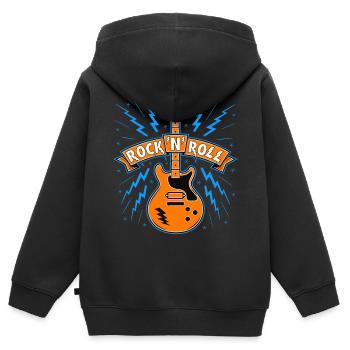Rock'N'Roll-Banner mit Gitarre - Kinder Premium Organic Zip Hoodie - Schwarz - Hinten - AI Model Kid Male (0cm)