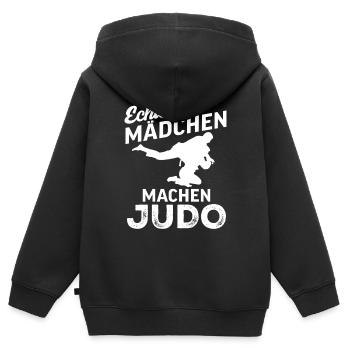 echte maedchen machen judo  - Kinder Premium Organic Zip Hoodie - Schwarz - Hinten - AI Model Kid Male (0cm)