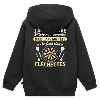  joue aux fléchettes - Sweat Premium à capuche zippé enfant bio - noir - Dos - AI Model Kid Male (0cm)