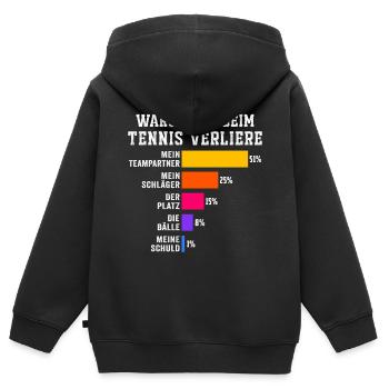 warum ich beim tennis verliere  - Kinder Premium Organic Zip Hoodie - Schwarz - Hinten - AI Model Kid Male (0cm)