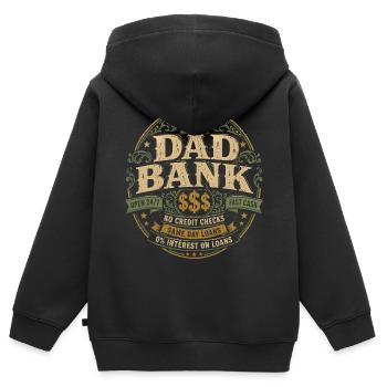 Dad Bank Retro-Humor | Vatertagsgeschenk - Kinder Premium Organic Zip Hoodie - Schwarz - Hinten - AI Model Kid Male (0cm)