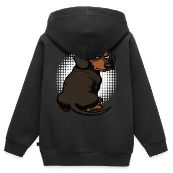 Propriétaire teckel Teckel Propriétaire teckel Propriétaire teckel Amant teckel - Sweat Premium à capuche zippé enfant bio - noir - Dos - AI Model Kid Male (0cm)