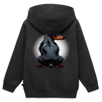 Doberman Doberman Propriétaire Doberman Lovers - Sweat Premium à capuche zippé enfant bio - noir - Dos - AI Model Kid Male (0cm)
