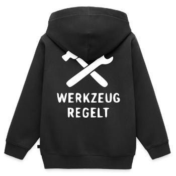 Werkzeug Regelt Hammer Schraubenschlüssel - Kinder Premium Organic Zip Hoodie - Schwarz - Hinten - AI Model Kid Male (0cm)