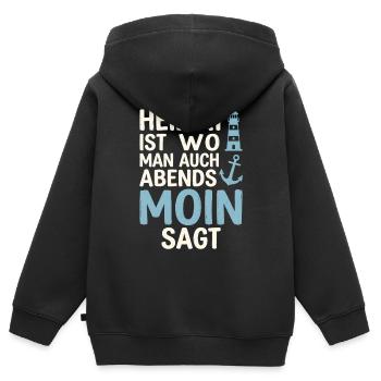 Heimat ist wo man auch abends Moin sagt  - Kinder Premium Organic Zip Hoodie - Schwarz - Hinten - AI Model Kid Male (0cm)